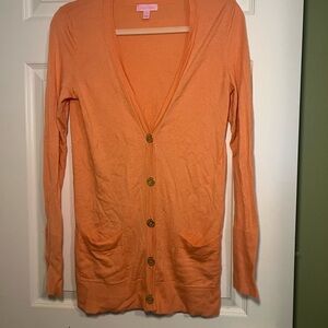 Lilly Pulitzer Vibrant Orange Coral Knit Button Up Cardigan